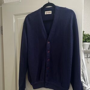 MAXAM Classic Men's V-Neck Cardigan in Navy Blue Large